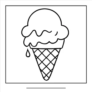 Omalovánka zmrzlinového kornoutu – coloring page pro děti k vybarvení a vytištění zdarma