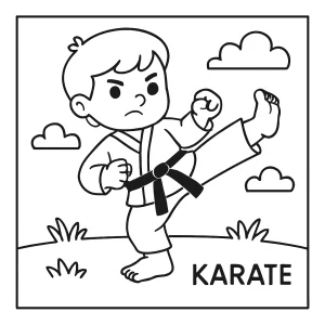 Karate omalovánka - coloring page karate bojovníka zdarma pro děti k vytisknutí