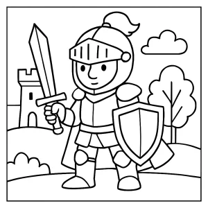 Omalovánka statečného rytíře – coloring page s rytířem v brnění k vytištění