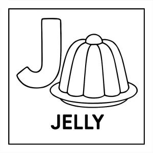 Omalovánka s písmenem J a želé – coloring page pro děti k vytištění zdarma