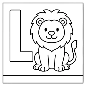 Omalovánka písmeno L a lev – coloring page pro děti k vytisknutí zdarma