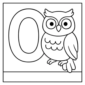 Omalovánka s písmenem O a sovičkou – coloring page vhodná pro děti zdarma k vytištění