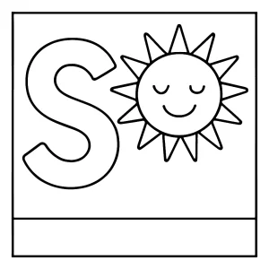 Omalovánka písmeno S se sluncem – coloring page k vytištění zdarma pro děti