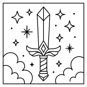 Kouzelný meč – omalovánka zdarma, coloring page pro děti k vybarvení