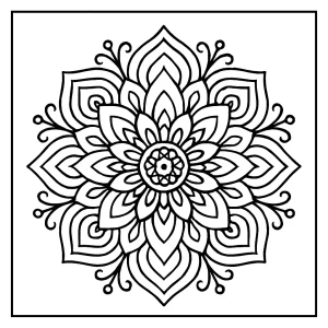 Květinová mandala omalovánka – detailní coloring page k vybarvení zdarma