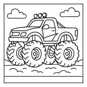 Monster truck omalovánka – coloring page s velkým autem pro děti k vybarvení