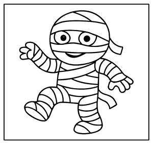 Mumie omalovánka – zdarma coloring page k vytištění pro děti