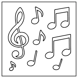 Hudební noty omalovánka – coloring page s notami k vybarvení