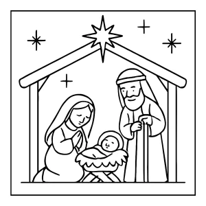 Omalovánka betlémská scéna – vánoční coloring page k vybarvení zdarma pro děti