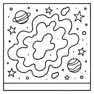 Omalovánka mlhoviny – vesmírná coloring page zdarma pro děti k vybarvení