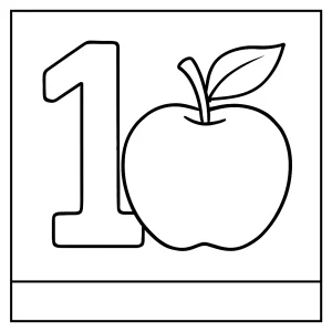 Omalovánka číslo 1 s jablkem – coloring page pro děti k vytištění