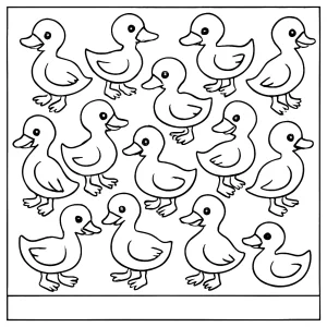 Omalovánka číslo 14 kachniček – coloring page zdarma k vytištění pro děti