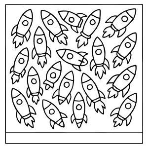 Omalovánka – coloring page s obrázky 19 raket k vybarvení zdarma