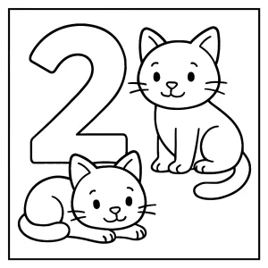 Omalovánka dvě kočky – coloring page k vybarvení zdarma pro děti