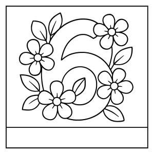 Omalovánka číslo 6 s květinami – coloring page pro tisk a vybarvení