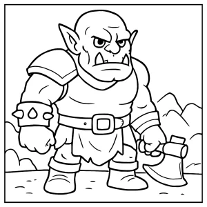 Ork omalovánka – fantasy coloring page zdarma k vytištění