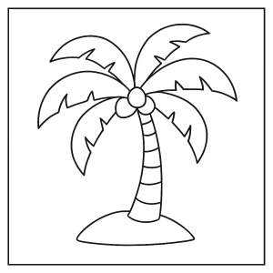 Omalovánka palmy – palm tree coloring page zdarma k vytištění a vybarvení pro děti