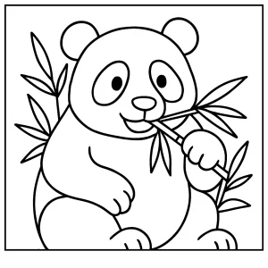 Omalovánka panda jí bambus – coloring page pro děti k vytištění zdarma