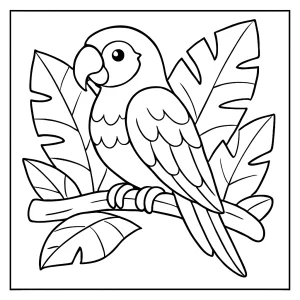 Omalovánka papouška – papoušek coloring page pro děti k vytištění zdarma