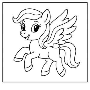 Poník s křídly omalovánka – coloring page zdarma k vytištění pro děti