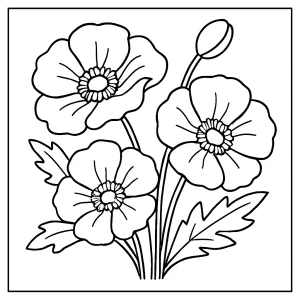 Omalovánka s květem máku – coloring page k vytištění zdarma