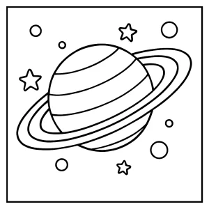 Omalovánka prstenců Saturnu – coloring page s planetou a jejími prstenci k vybarvení