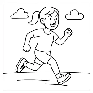 Omalovánka běžícího dítěte – sportovní coloring page k vytištění zdarma
