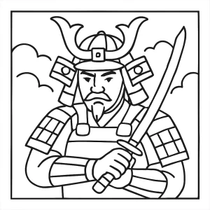Samuraj omalovánka – coloring page zdarma k vytištění pro děti