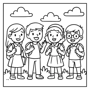 Omalovánka školní děti – coloring page zdarma k vybarvení a tisku