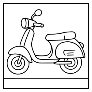 Omalovánka koloběžka – coloring page s obrázkem koloběžky k vybarvení zdarma