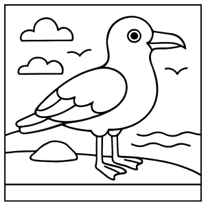 Omalovánka racka – seagull coloring page k vytištění zdarma pro děti