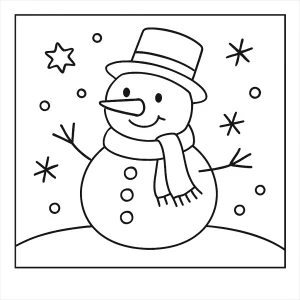 Sněhulák omalovánka – coloring page s veselým sněhulákem k vybarvení