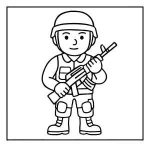 Statečný voják omalovánka – coloring page s vojákem k vytisknutí zdarma pro děti