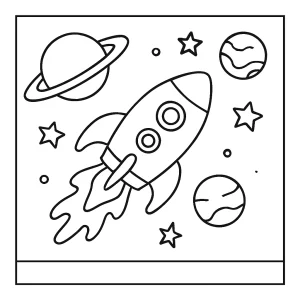 Omalovánka vesmírné rakety – coloring page k vytištění zdarma pro děti