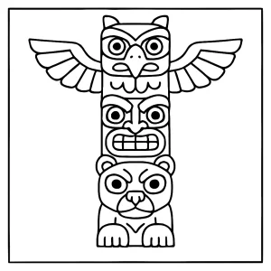 Totemový sloup coloring page – omalovánka pro děti ke stažení zdarma