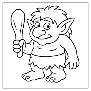Troll omalovánka – coloring page s veselým trollem k vybarvení a vytištění zdarma