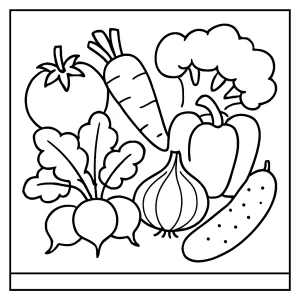 Omalovánka zeleniny – coloring page zelenina k vytištění zdarma pro děti