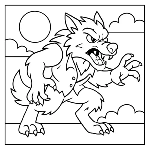 Omalovánka vlkodlaka – coloring page s motivem strašidelného vlkodlaka k vybarvení