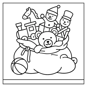Omalovánka Santa Clausův pytel plný hraček – coloring page k vytištění a vybarvení