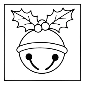 Vánoční omalovánka – coloring page s motivem rolničky a cesmíny k vybarvení