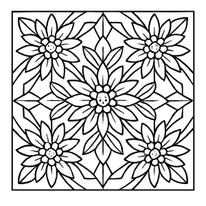 Edelweiss geometric pattern coloring page – omalovánka s geometrickým vzorem protěže k vybarvení