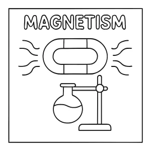 Edukativní omalovánka experimentu s magnetismem – coloring page zdarma k vybarvení a tisku