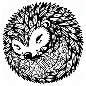 Ježek stočený do klubíčka omalovánka – coloring page k vybarvení pro děti zdarma