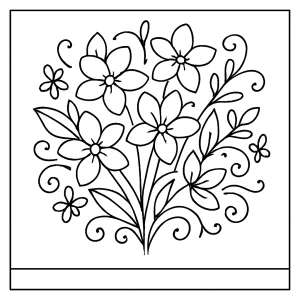 Jasmínový pohádkový kytice – omalovánka, coloring page pro děti a dospělé k vytištění zdarma