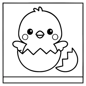 Kawaii kuřátko líhnoucí se z vajíčka omalovánka k vytištění zdarma