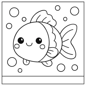 Kawaii rybička s bublinkami omalovánka – coloring page pro děti