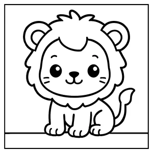 Kawaii lvíče omalovánka – roztomilá coloring page pro děti k vybarvení zdarma