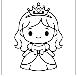 Kawaii princezna s tiárou omalovánka – coloring page k vytisknutí zdarma pro děti