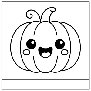 Kawaii dýně s legrační tváří omalovánka – coloring page k vybarvení zdarma pro děti