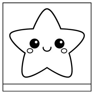 Kawaii hvězda s veselým obličejem – omalovánka zdarma, coloring page k vytištění pro děti